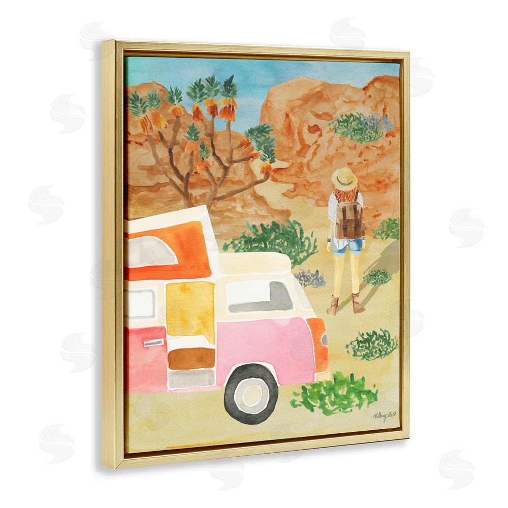 Hillary Holt Mojave Desert Road Trip Gold Floating Framed Canvas Wall Art