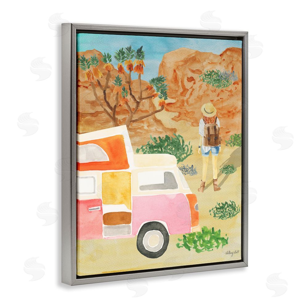 Hillary Holt Mojave Desert Road Trip Gray Floating Framed Canvas Wall Art