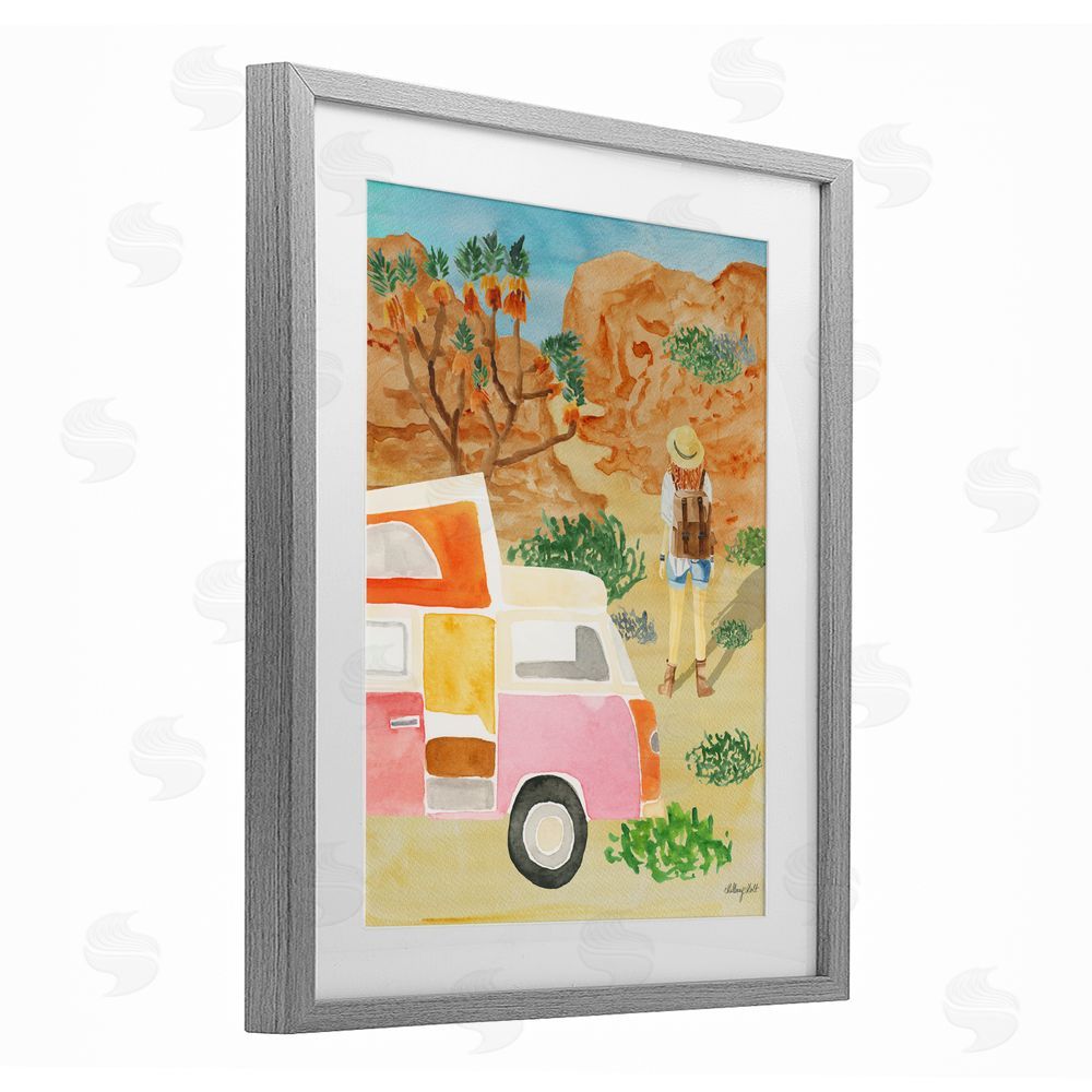 Hillary Holt Mojave Desert Road Trip Gray Framed Print Under Glass Wall Art
