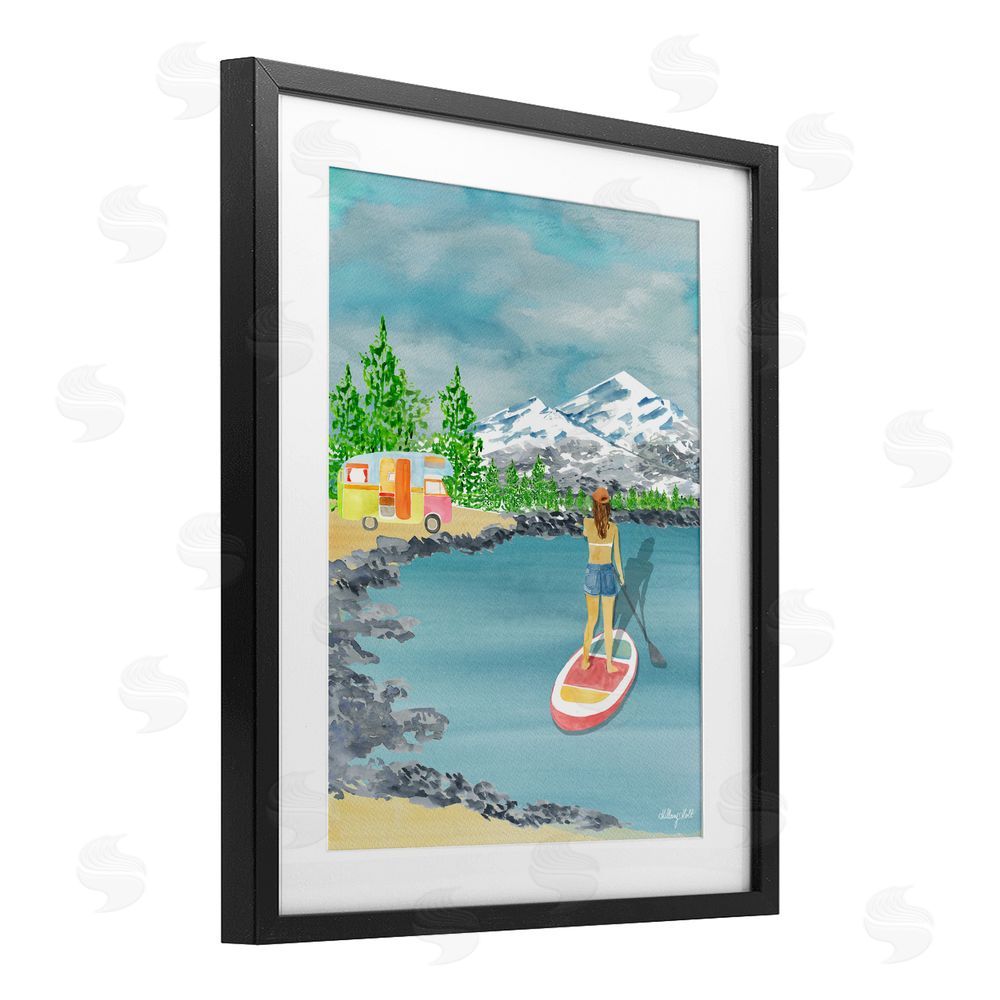 Hillary Holt Lake Tahoe Paddle Boarding Black Framed Print Under Glass Wall Art
