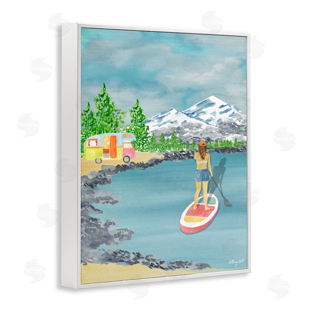 Hillary Holt Lake Tahoe Paddle Boarding White Framed Giclee Wall Art