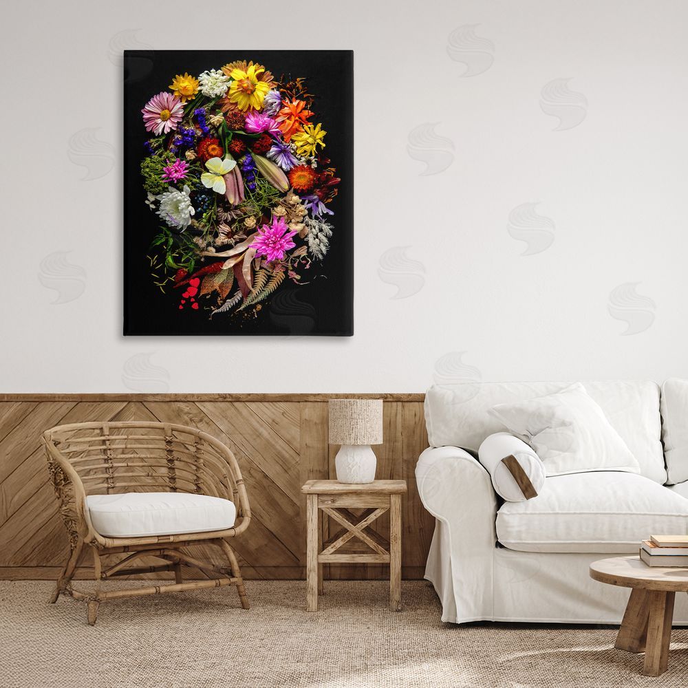 Carl Kravats November Flower Arrangement Stretched Canvas Wall Art in Room