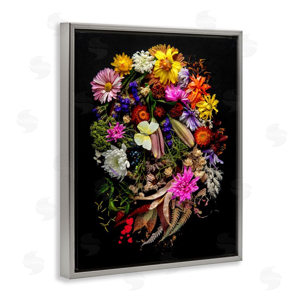 Carl Kravats November Flower Arrangement Gray Floating Framed Canvas Wall Art