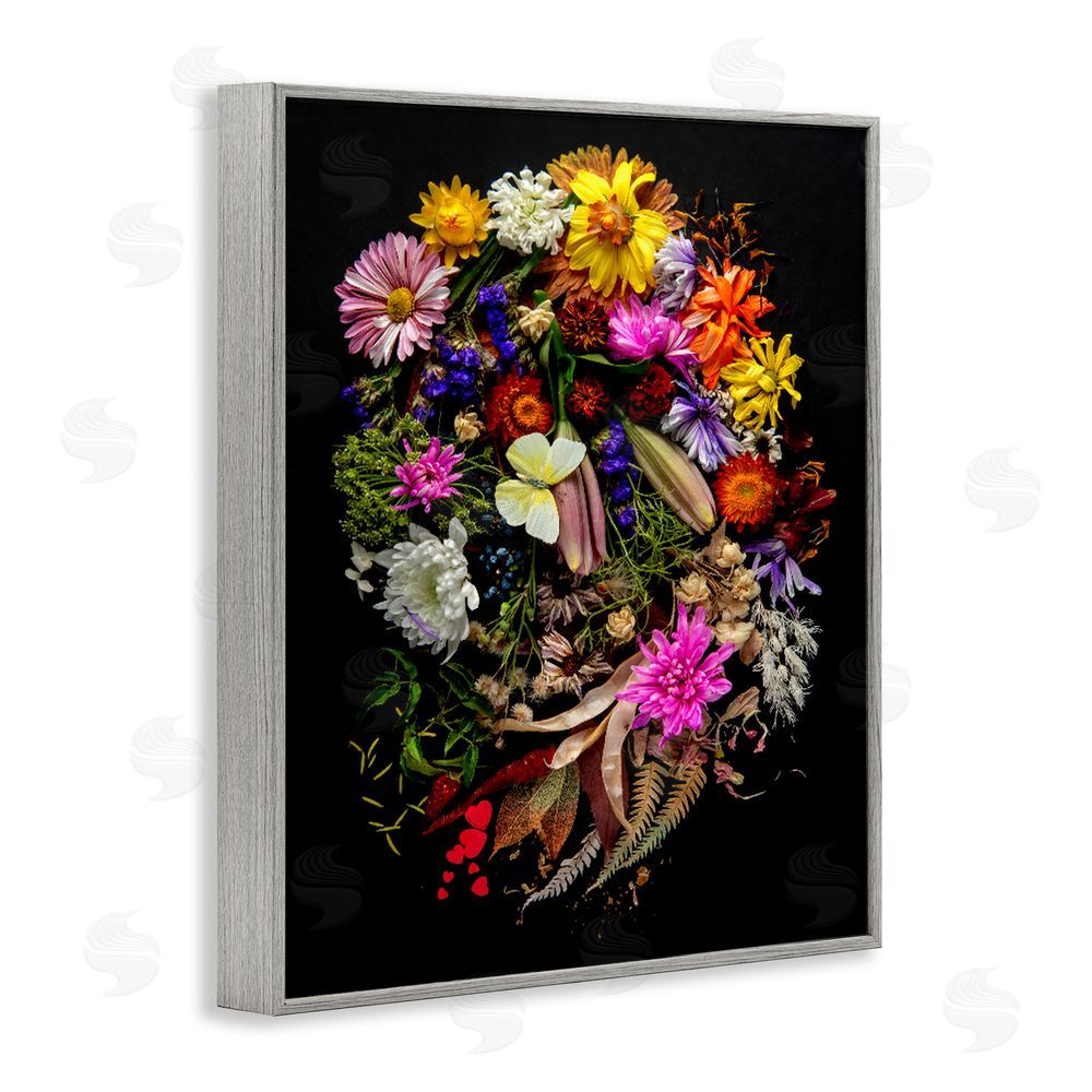 Carl Kravats November Flower Arrangement Gray Framed Giclee Wall Art