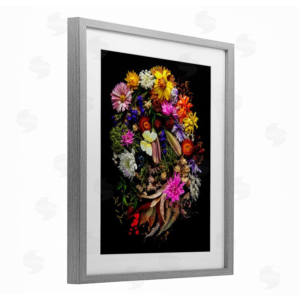 Carl Kravats November Flower Arrangement Gray Framed Print Under Glass Wall Art