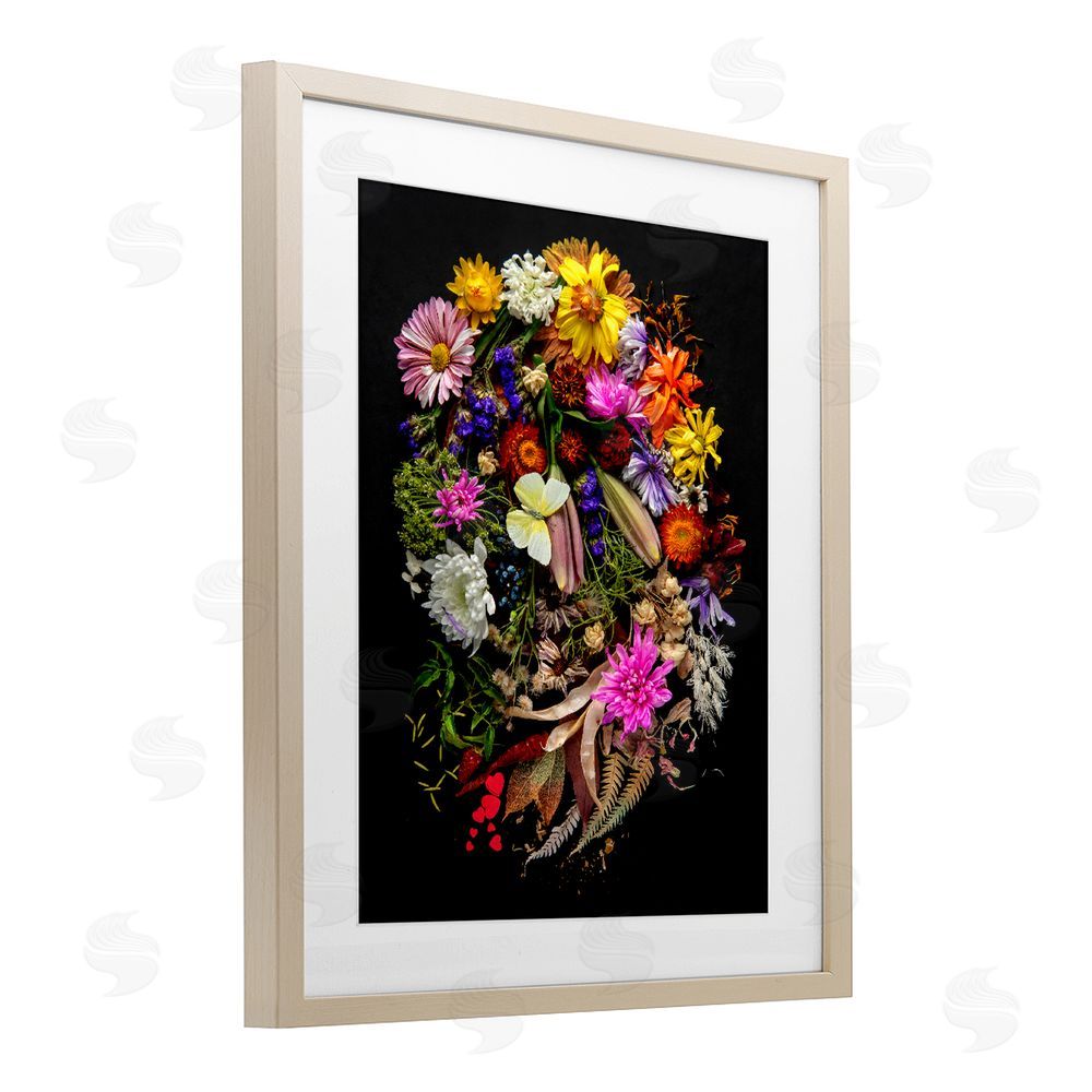 Carl Kravats November Flower Arrangement Brown Framed Print Under Glass Wall Art