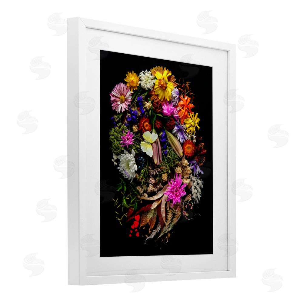 Carl Kravats November Flower Arrangement White Framed Print Under Glass Wall Art