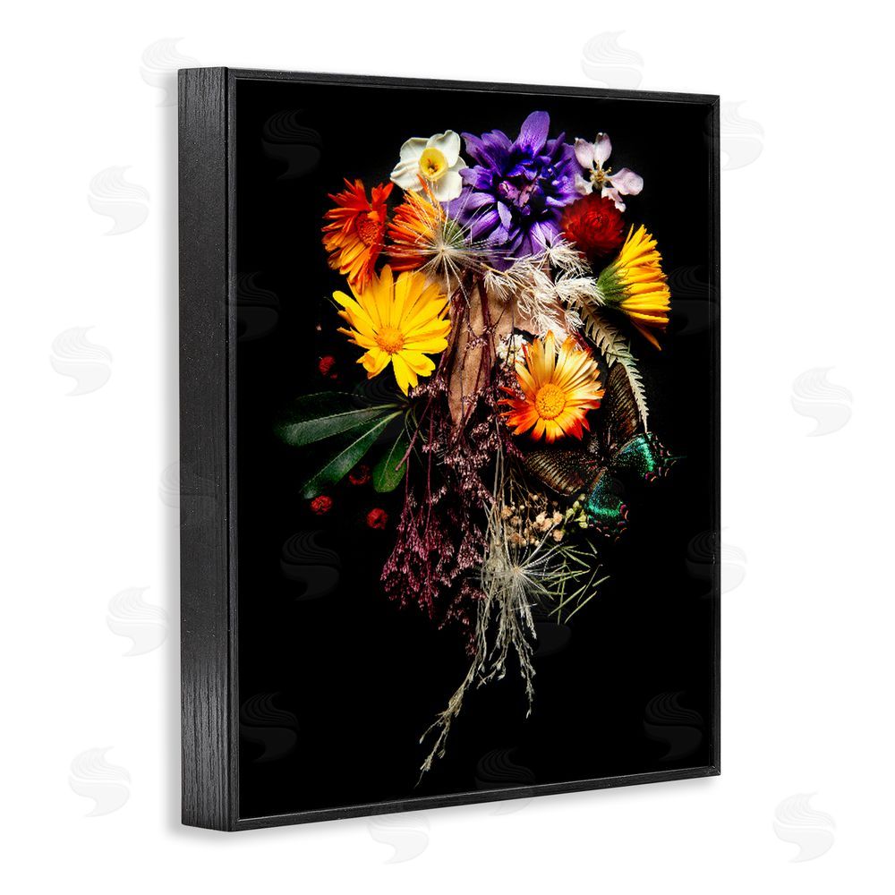 Carl Kravats Butterfly Adorned Arrangement Black Framed Giclee Wall Art Print