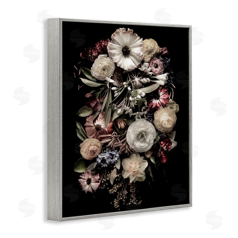 Carl Kravats Pale Yellow Roses Cluster Gray Framed Giclee Wall Art