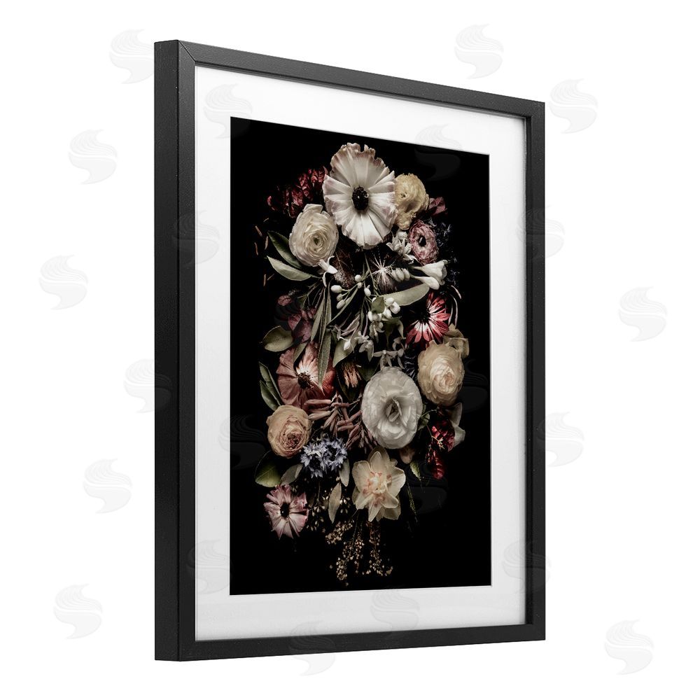 Carl Kravats Pale Yellow Roses Cluster Black Framed Print Under Glass Wall Art