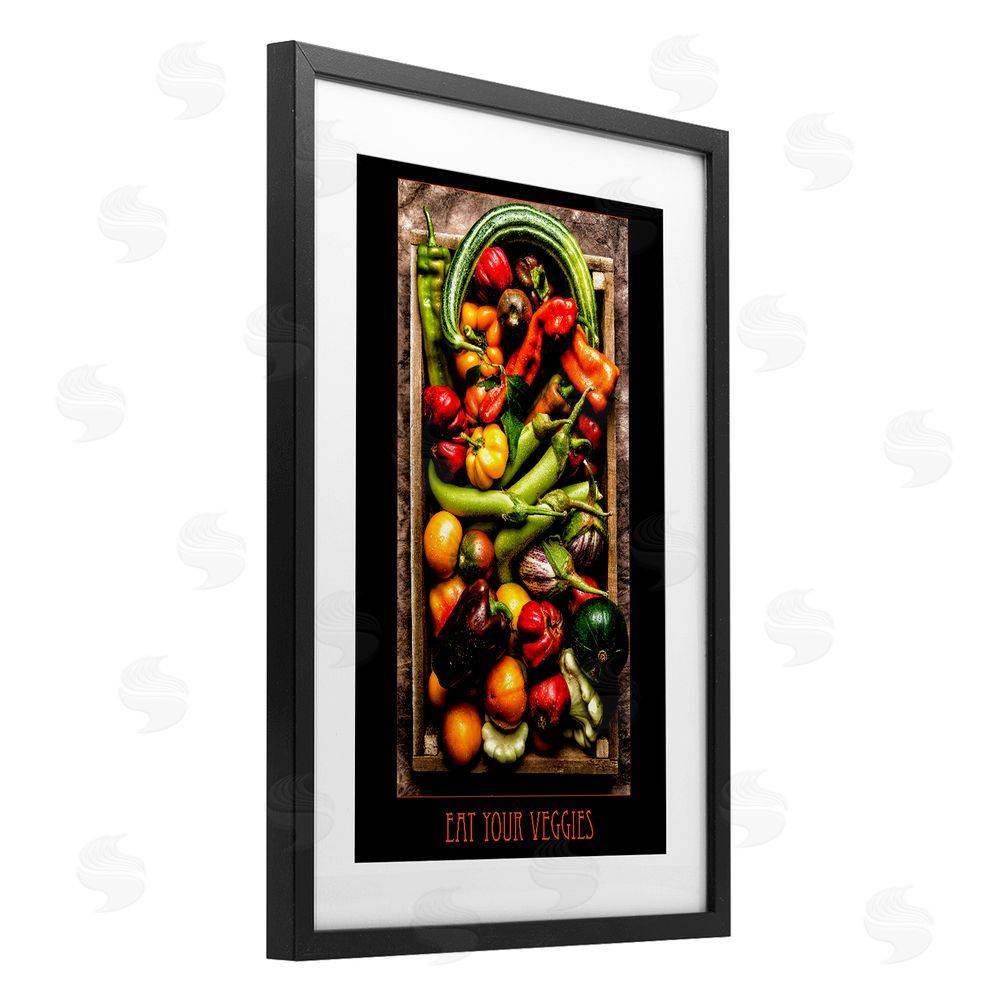 Carl Kravats Eat Your Veggies Vibrant Harvest Black Framed Print Under Glass Wall Art
