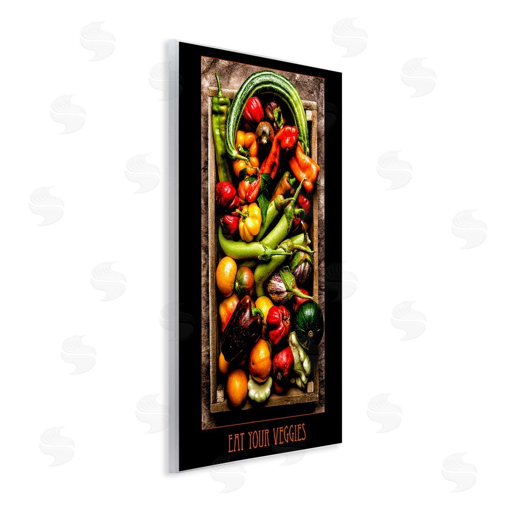 Carl Kravats Eat Your Veggies Vibrant Harvest Wall Plaque with Fixed Lithograph Print