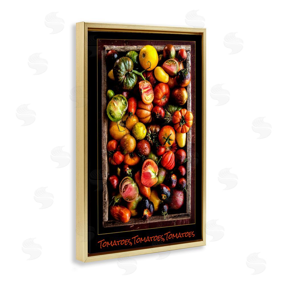 Carl Kravats Ripe & Bountiful Tomato Harvest Gold Floating Framed Canvas Wall Art