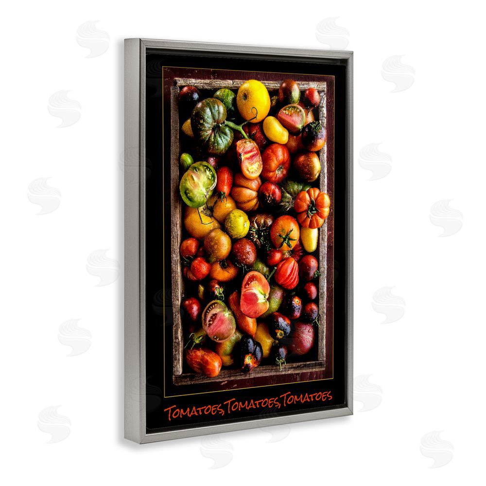Carl Kravats Ripe & Bountiful Tomato Harvest Gray Floating Framed Canvas Wall Art