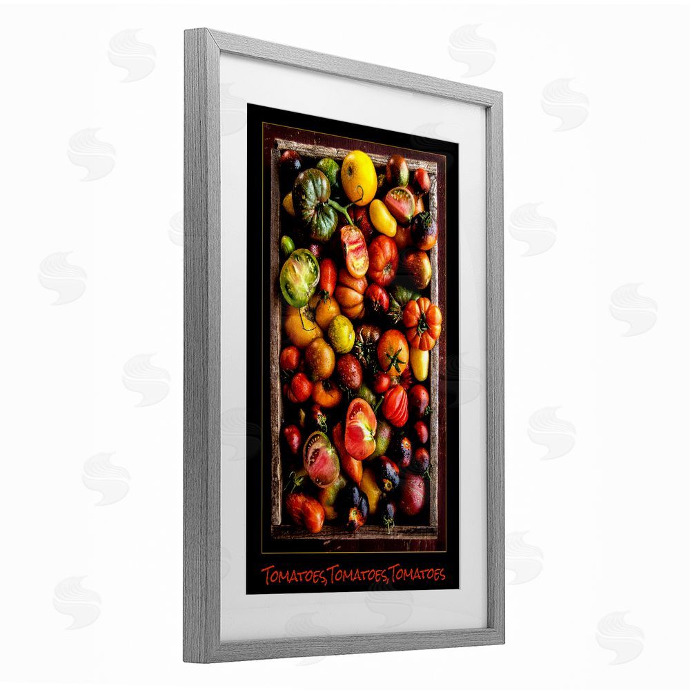 Carl Kravats Ripe & Bountiful Tomato Harvest Gray Framed Print Under Glass Wall Art