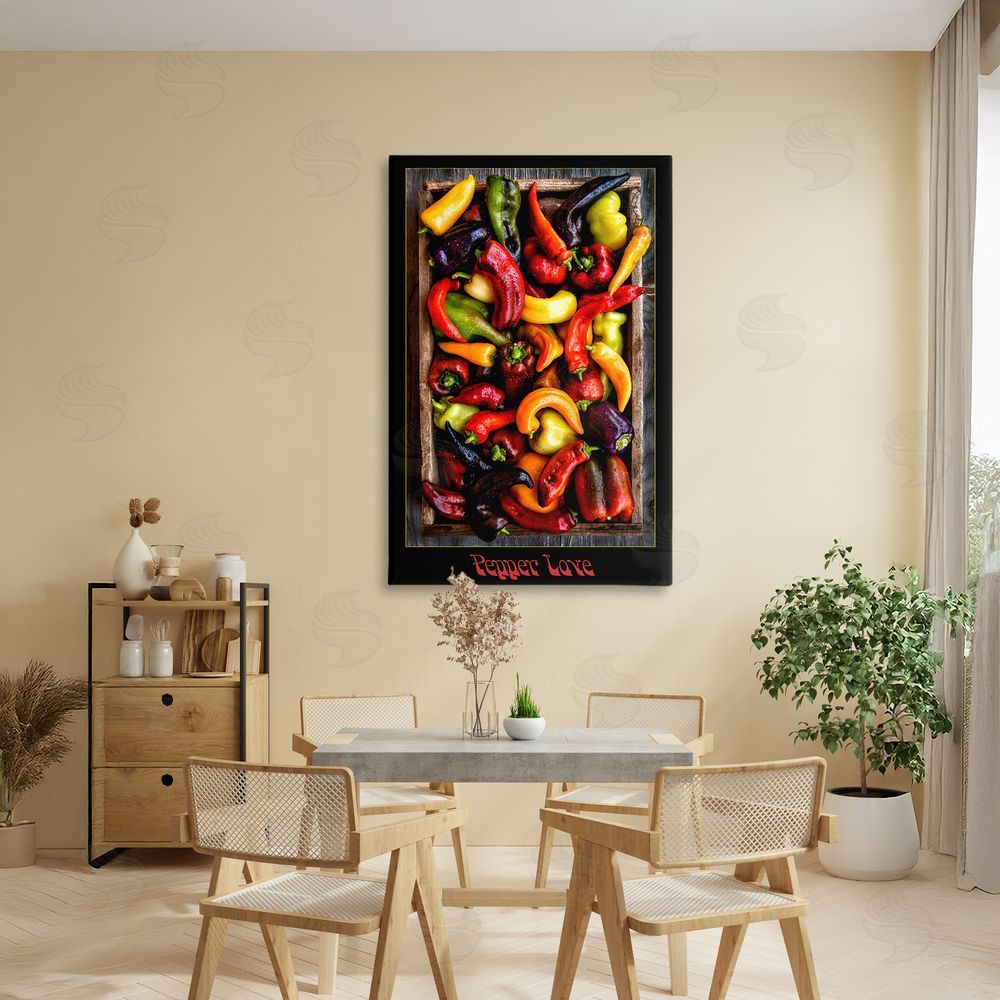 Carl Kravats Pepper Love Vibrant Vegetables Stretched Canvas Wall Art in Room