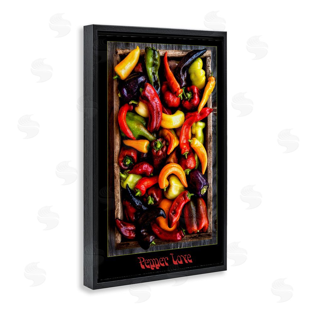 Carl Kravats Pepper Love Vibrant Vegetables Black Floating Framed Canvas Wall Art