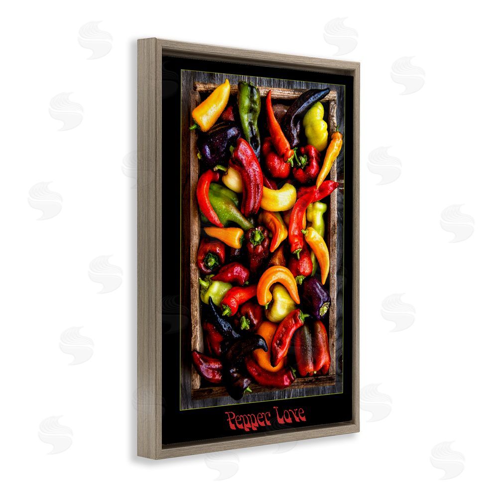 Carl Kravats Pepper Love Vibrant Vegetables Brown Floating Framed Canvas Wall Art