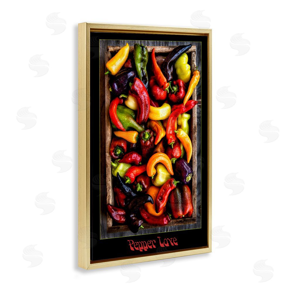 Carl Kravats Pepper Love Vibrant Vegetables Gold Floating Framed Canvas Wall Art
