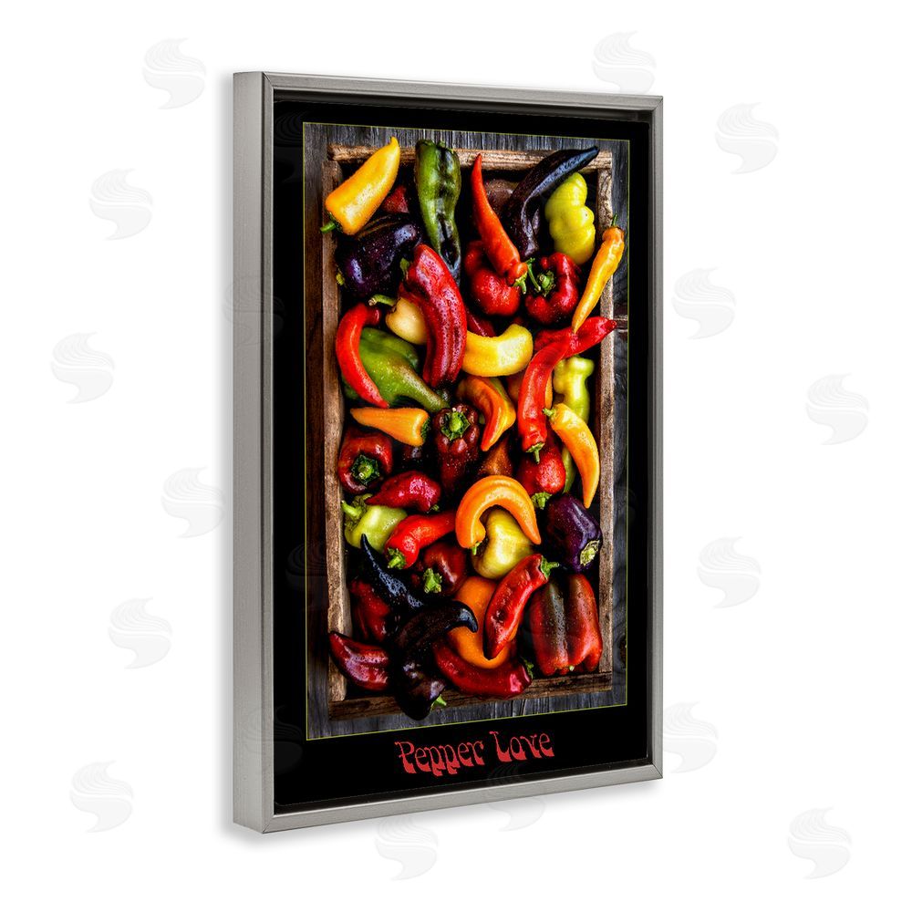 Carl Kravats Pepper Love Vibrant Vegetables Gray Floating Framed Canvas Wall Art