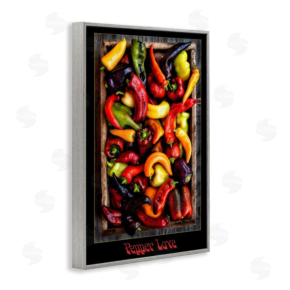 Carl Kravats Pepper Love Vibrant Vegetables Gray Framed Giclee Wall Art