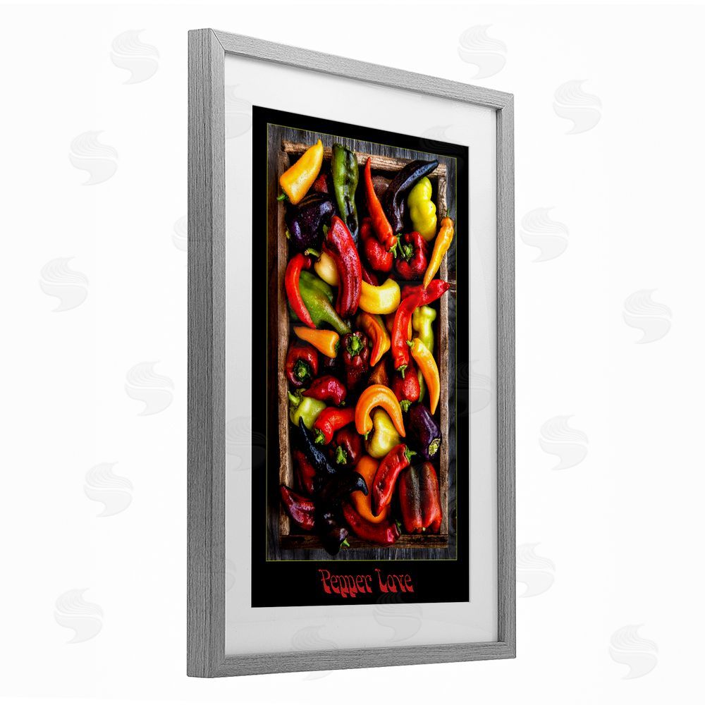 Carl Kravats Pepper Love Vibrant Vegetables Gray Framed Print Under Glass Wall Art