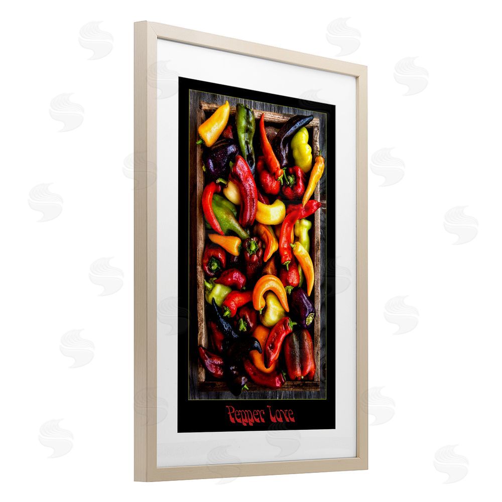 Carl Kravats Pepper Love Vibrant Vegetables Brown Framed Print Under Glass Wall Art