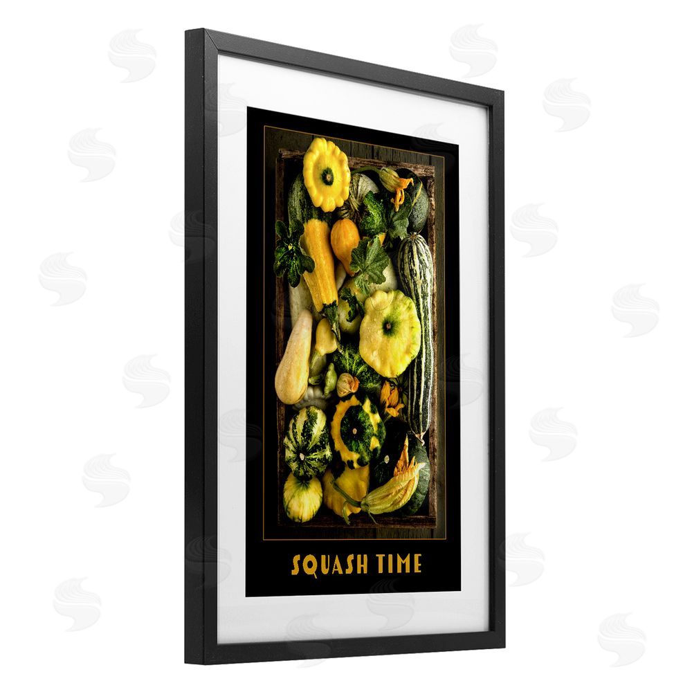 Carl Kravats Squash Time Vibrant Vegetables Black Framed Print Under Glass with White Mat Wall Art