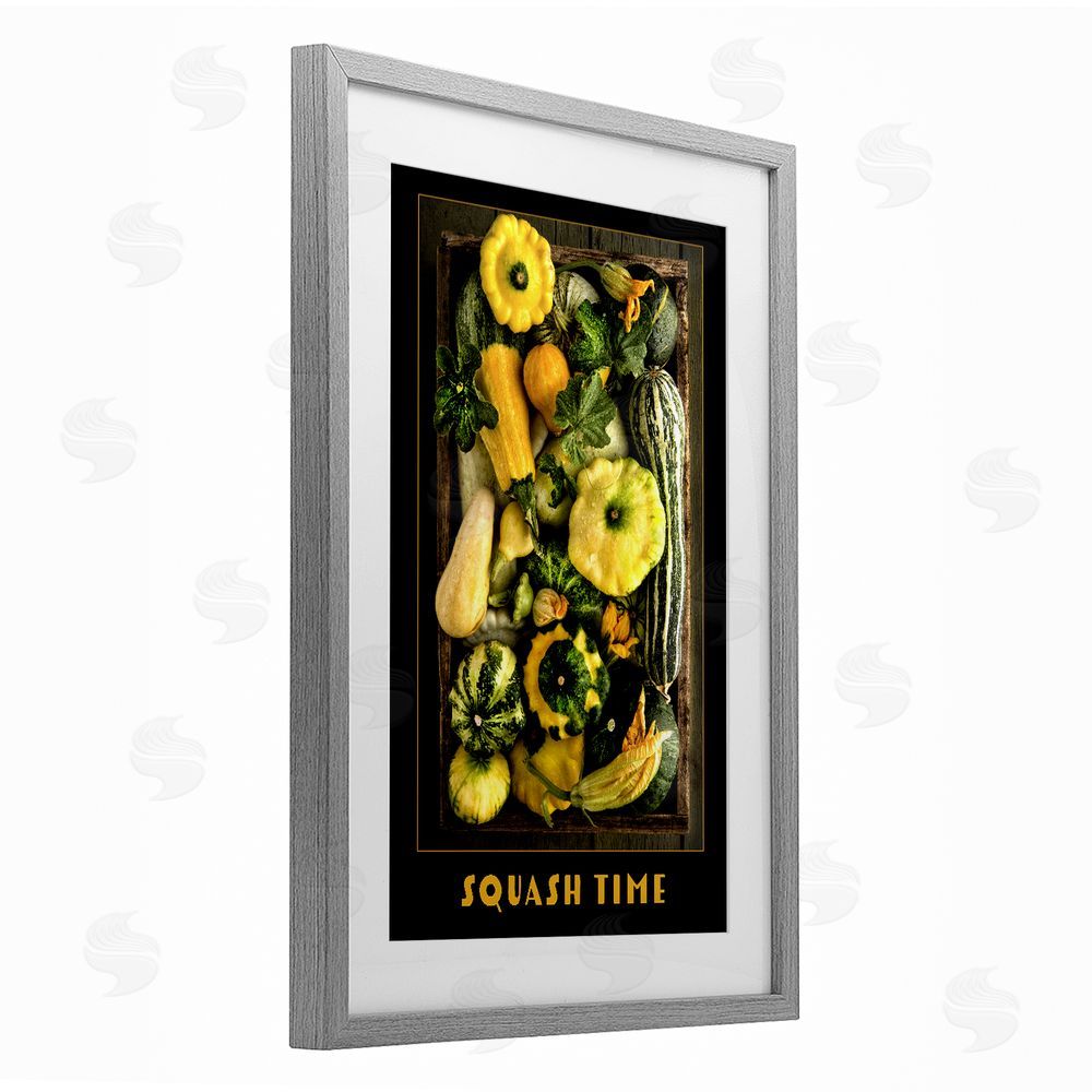 Carl Kravats Squash Time Vibrant Vegetables Gray Framed Print Under Glass with White Mat Wall Art