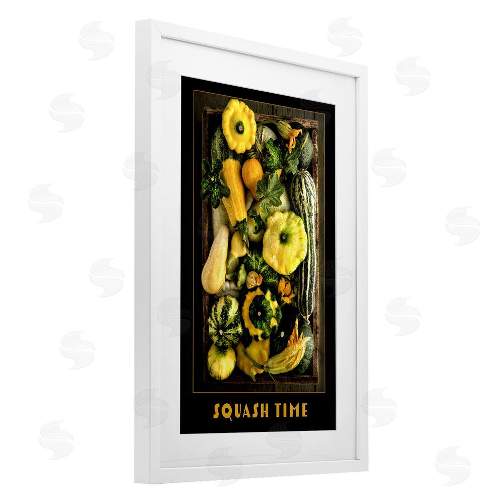 Carl Kravats Squash Time Vibrant Vegetables White Framed Print Under Glass with White Mat Wall Art