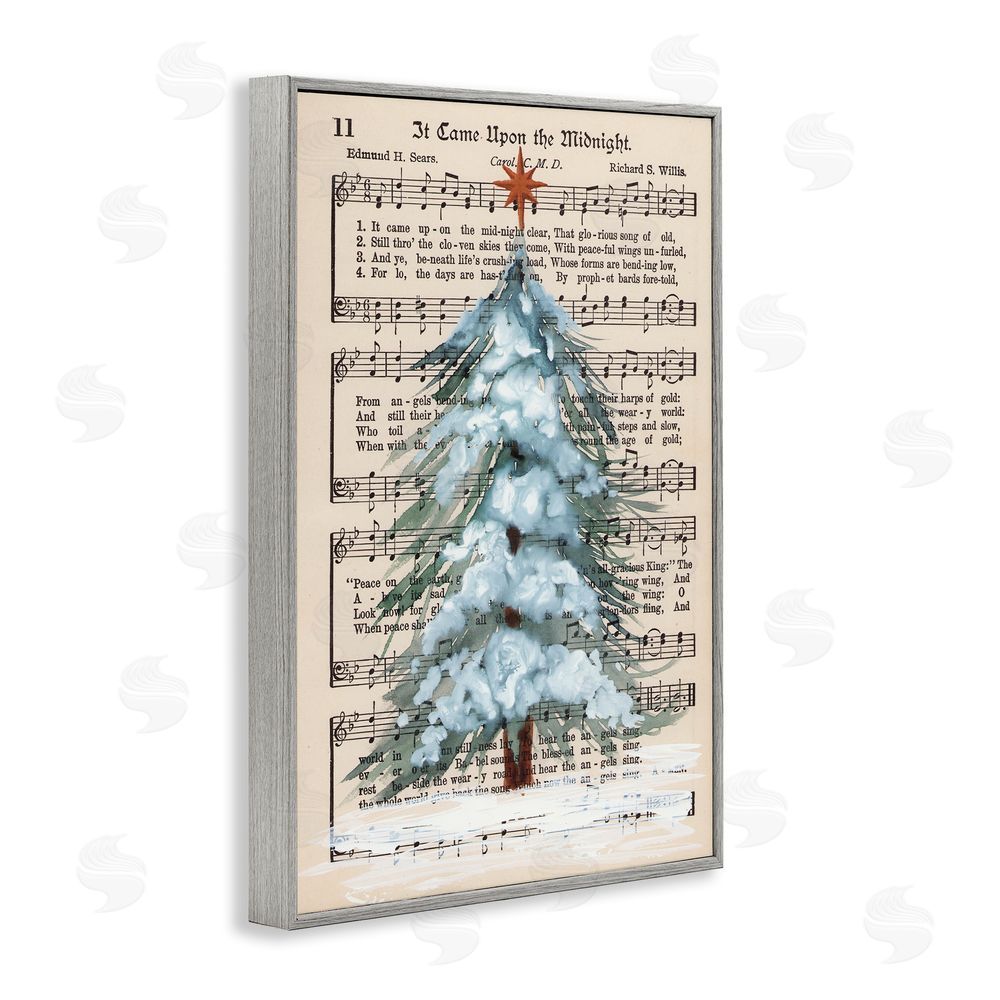 Cady Driver Christmas Tree & Sheet Music Gray Framed Giclee Wall Art Print