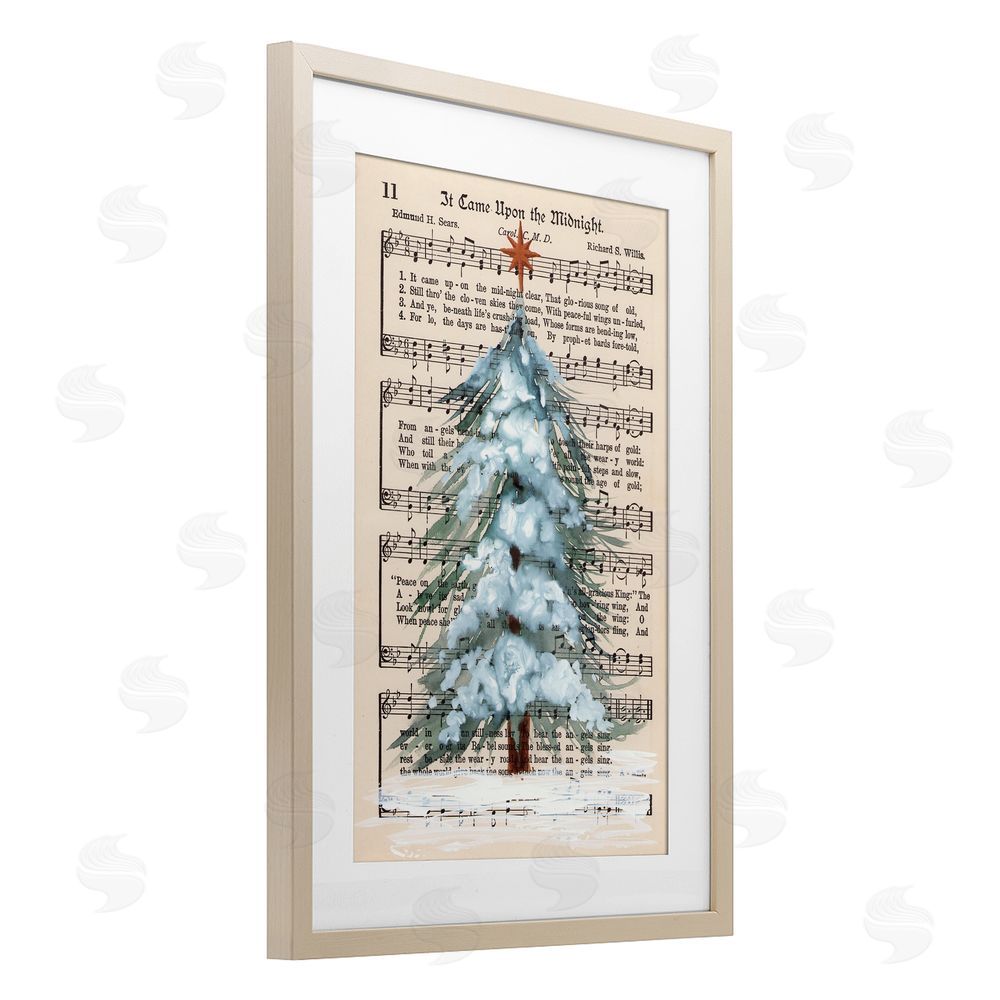 Cady Driver Christmas Tree & Sheet Music Brown Framed Print Under Glass Wall Art