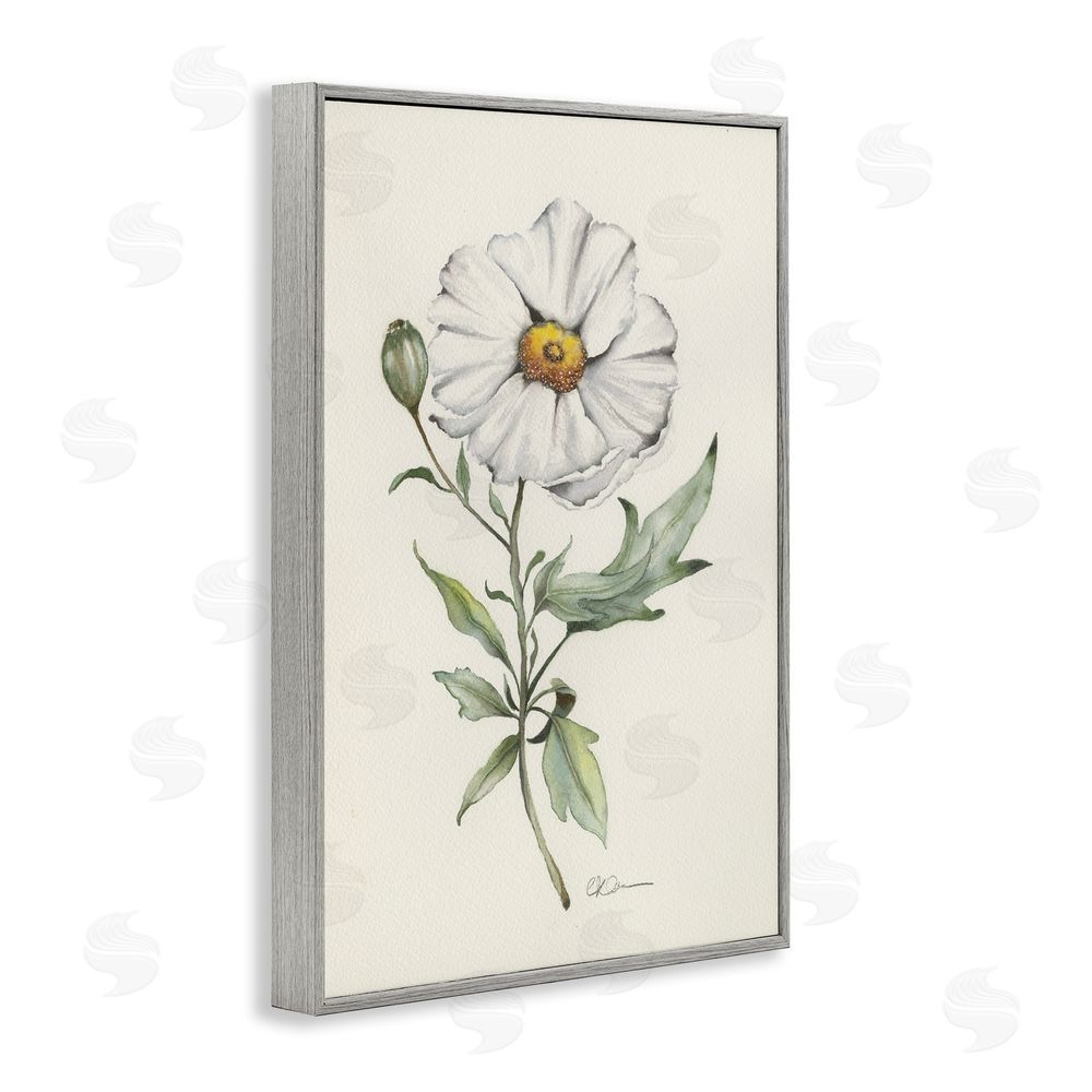 Cady Driver Natural Wild Blossom Sprig Gray Framed Giclee Wall Art