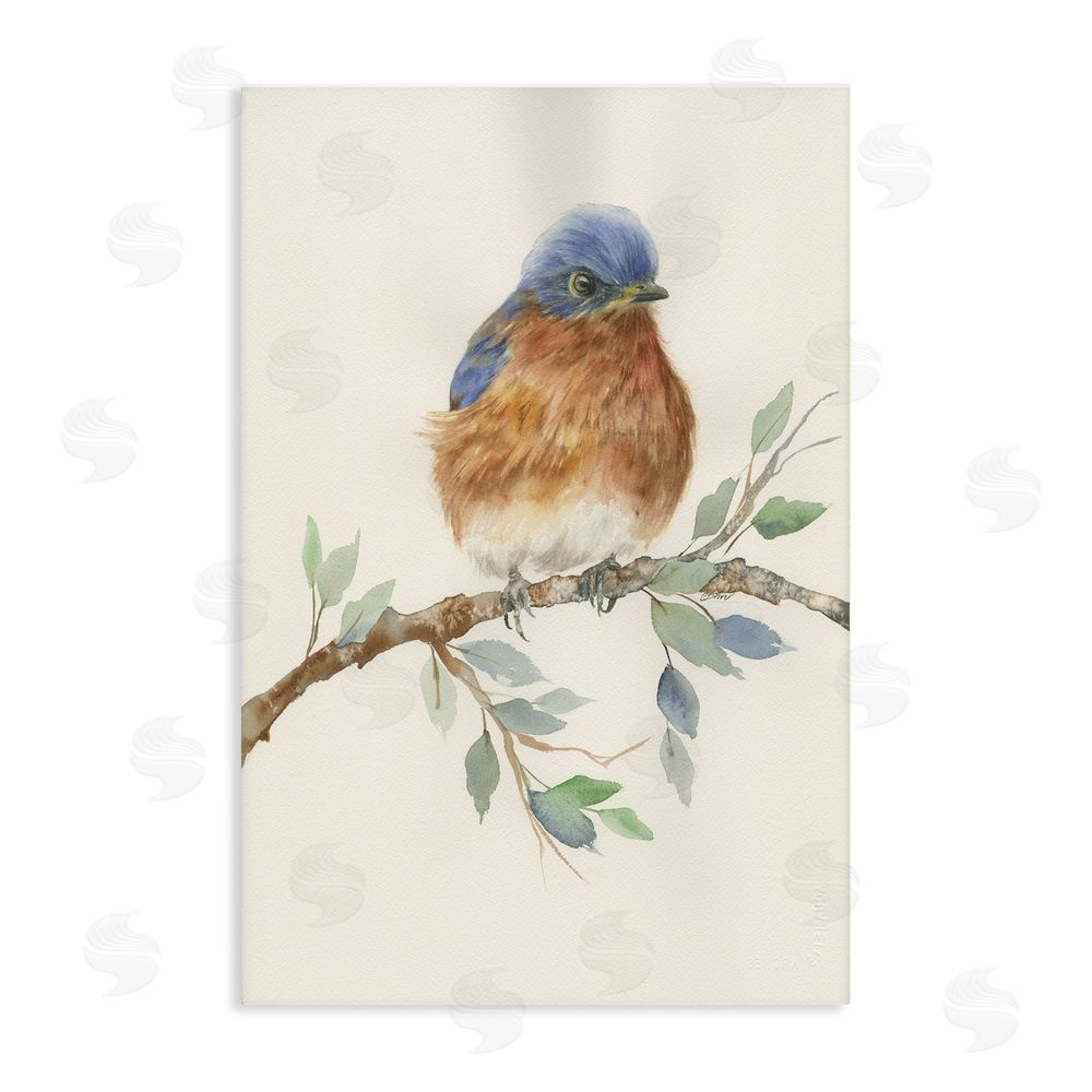 Cady Driver Songbird Perched on Branch Stretched Canvas Wall Art Print