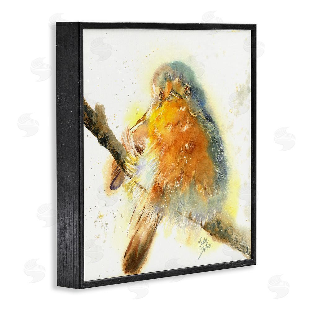Cady Driver Seated Songbird Watercolor Black Framed Giclee Wall Art Print