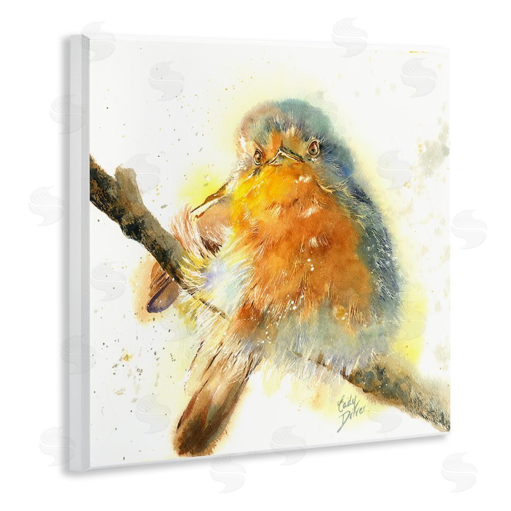 Cady Driver Seated Songbird Watercolor Wall Plaque Printed Art