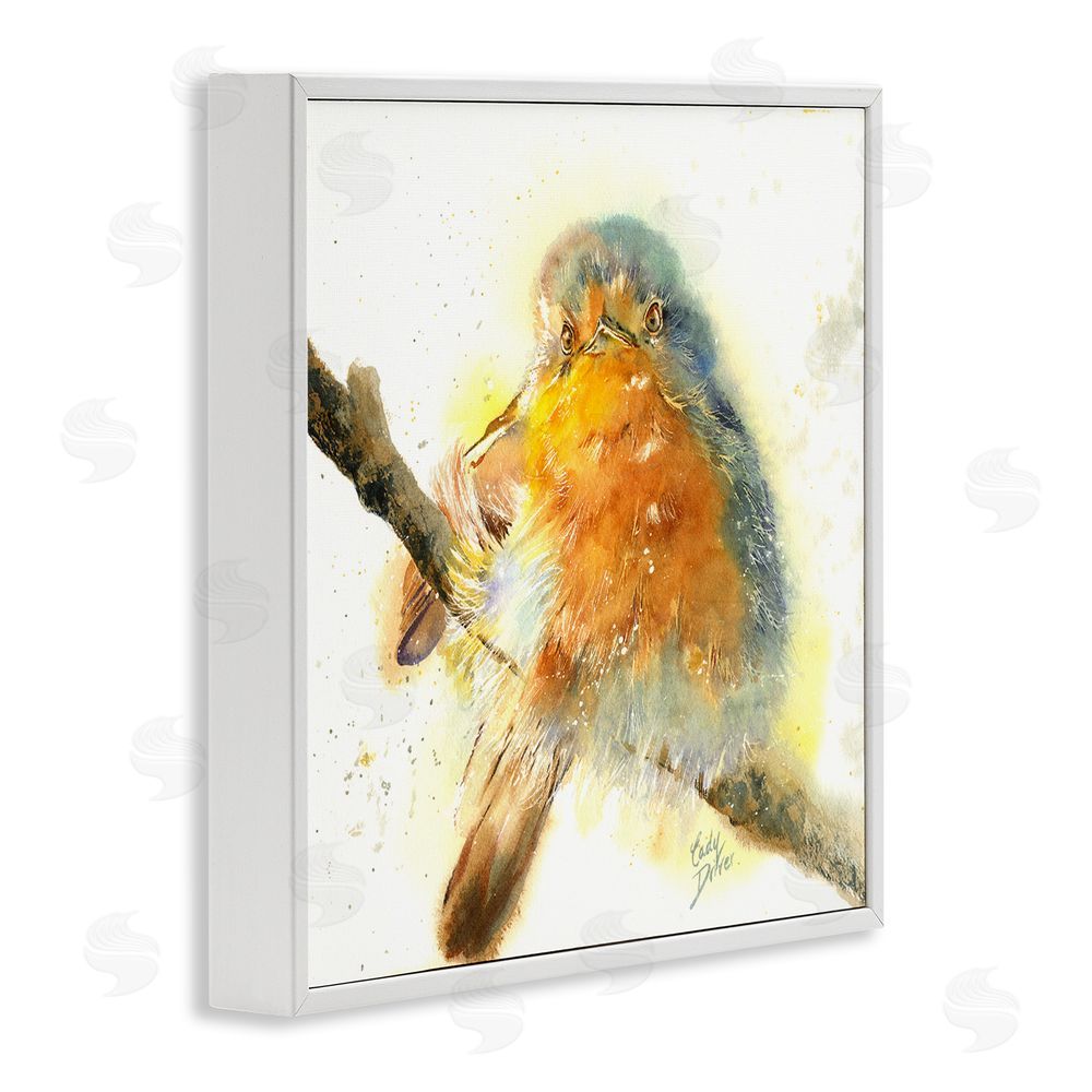 Cady Driver Seated Songbird Watercolor White Framed Giclee Wall Art Print