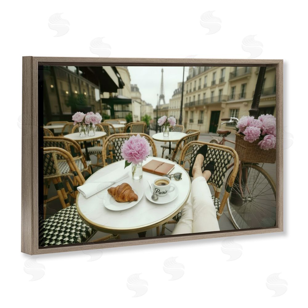 A Barefoot Stylist Brunch On Paris Time Brown Floating Frame Canvas Wall Art Print