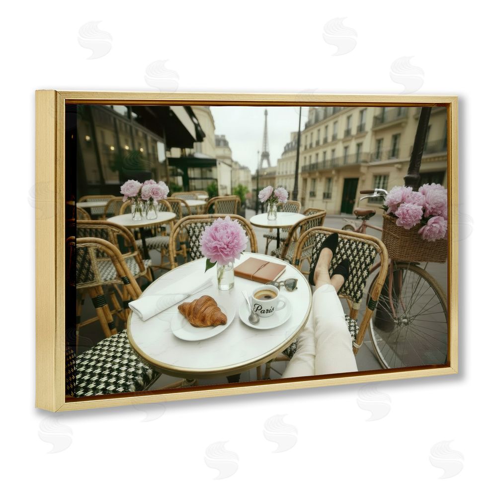 A Barefoot Stylist Brunch On Paris Time Gold Floating Frame Canvas Wall Art Print