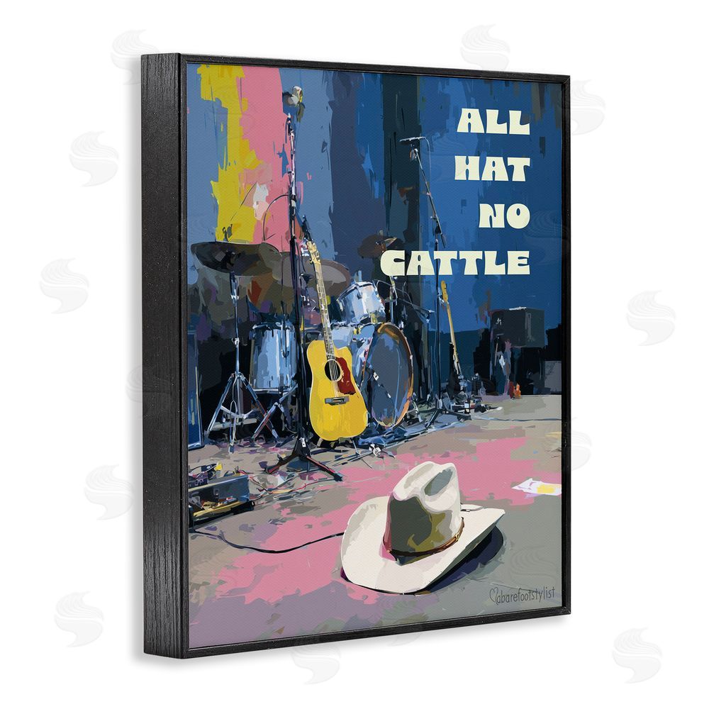 A Barefoot Stylist All Hat No Cattle Musician Black Framed Giclee Wall Art Print