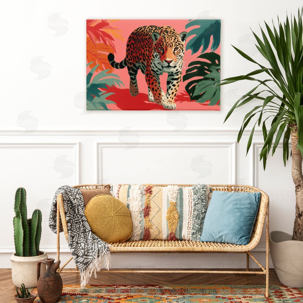 A Barefoot Stylist Big Cat & Color Stretched Canvas Wall Art in Room