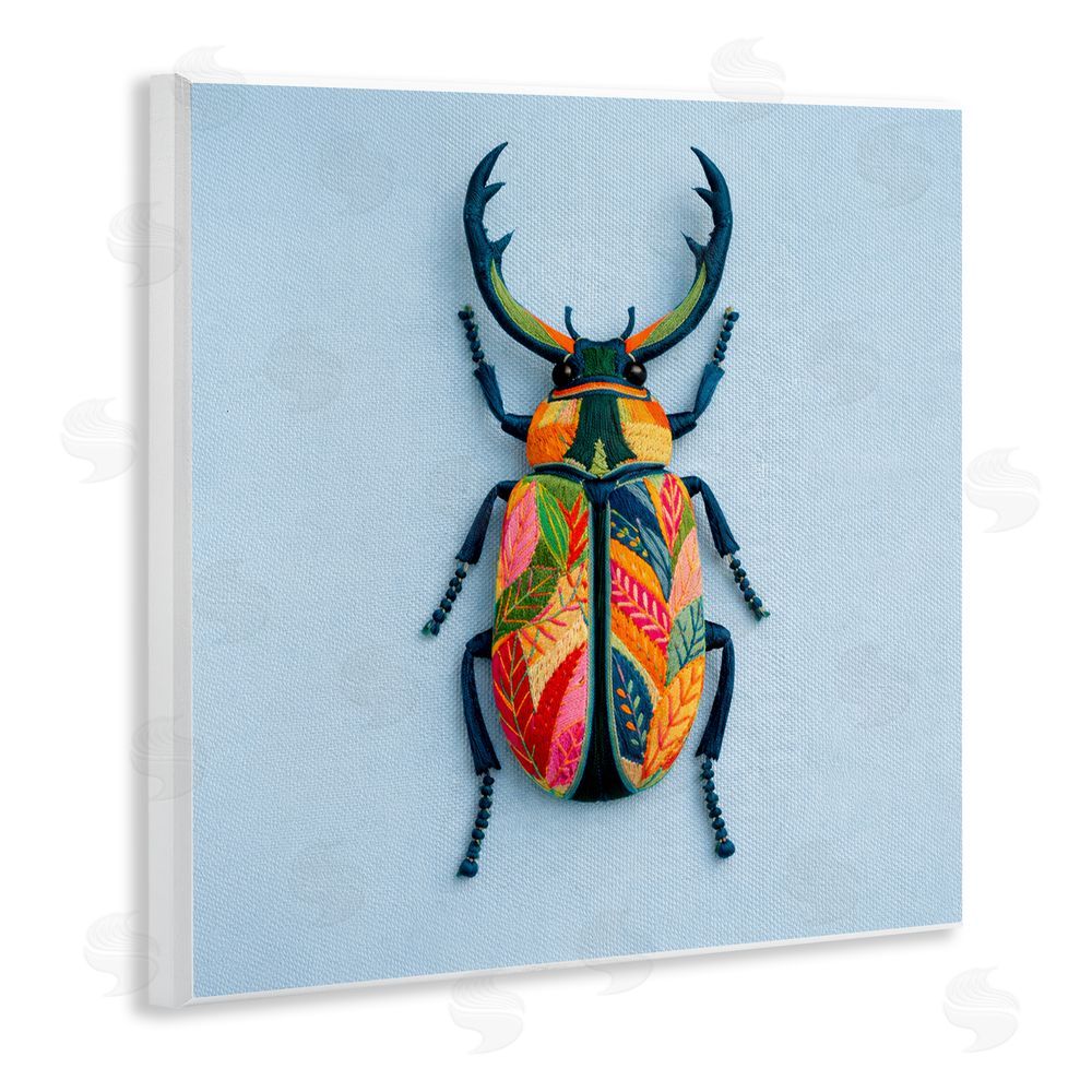 A Barefoot Stylist Beautiful Faux Embroidery Bug Wooden Wall Plaque Art Print