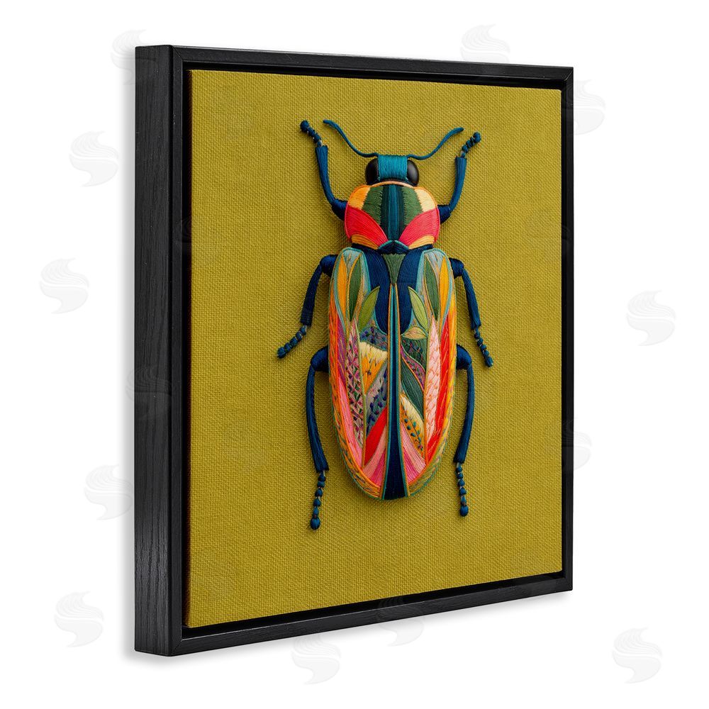 A Barefoot Stylist Beautiful Leaf Patterned Bug Wings Black Floating Frame Canvas Wall Art Print