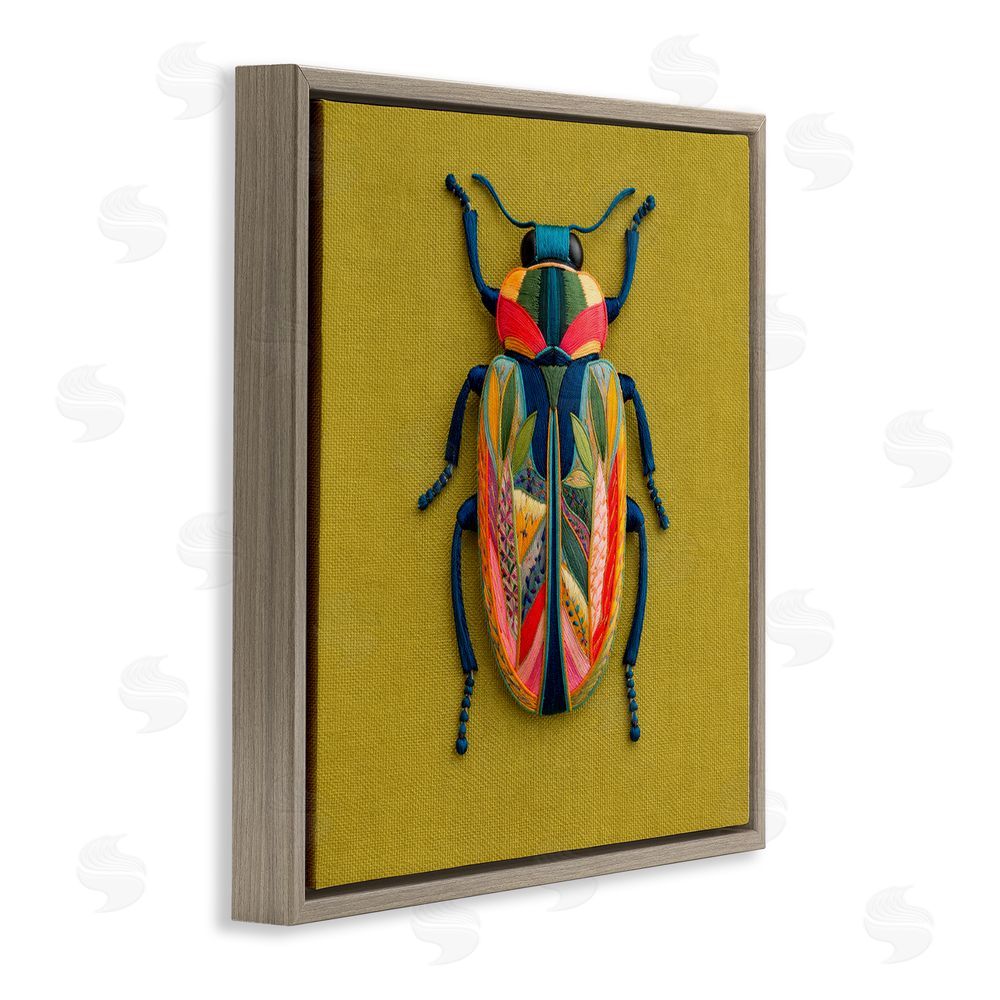 A Barefoot Stylist Beautiful Leaf Patterned Bug Wings Brown Floating Frame Canvas Wall Art Print