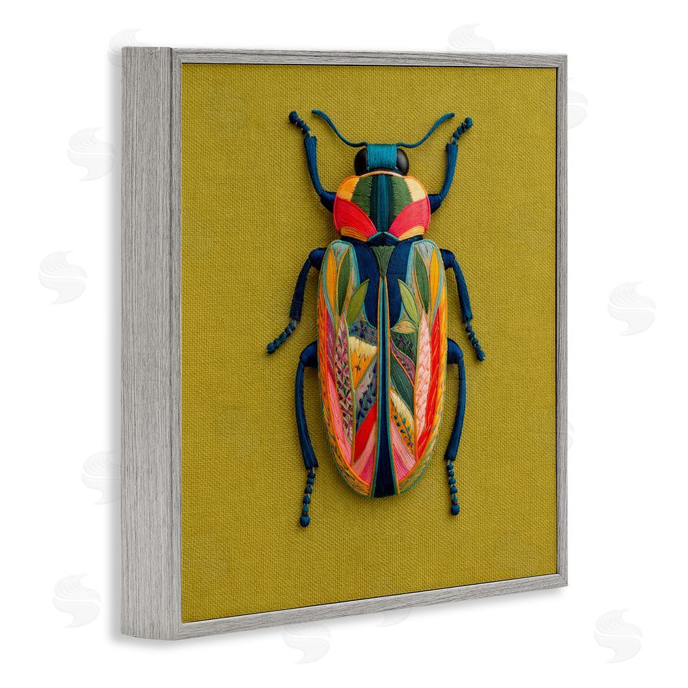 A Barefoot Stylist Beautiful Leaf Patterned Bug Wings Gray Framed Giclee Wall Art Print