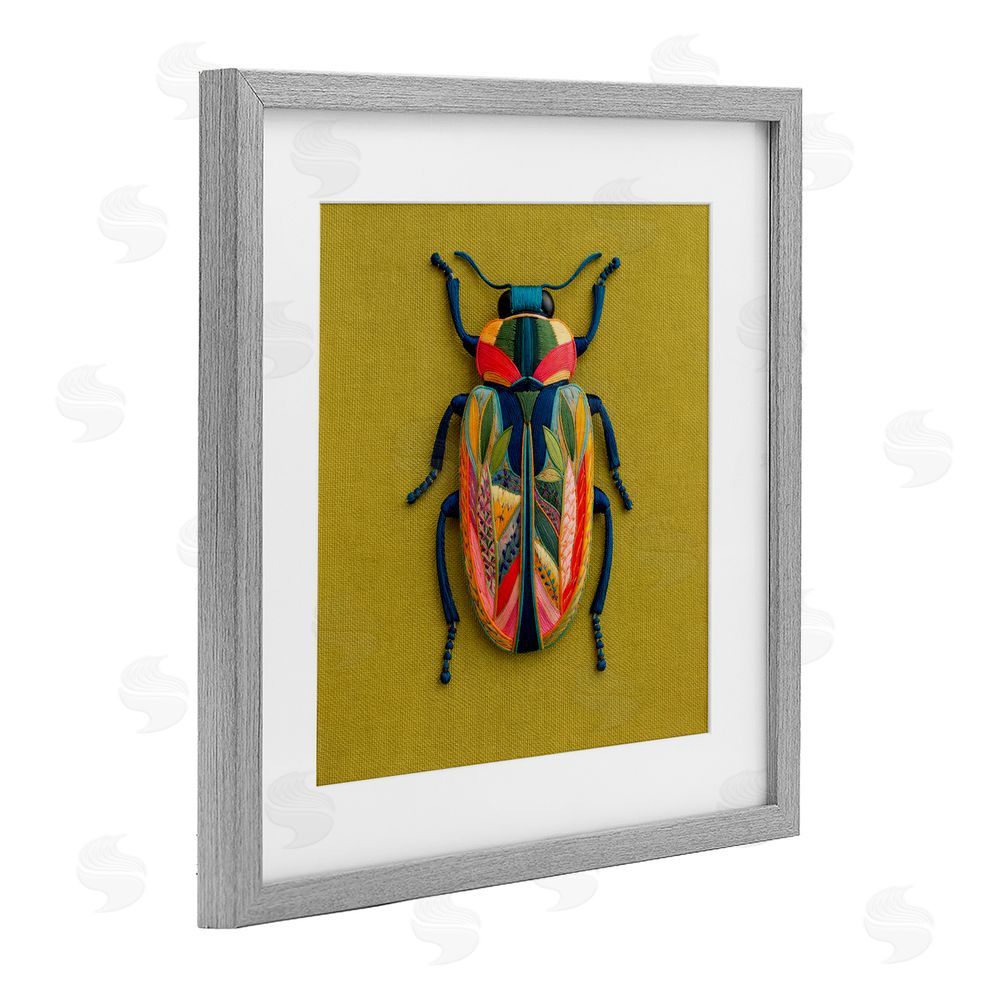 A Barefoot Stylist Beautiful Leaf Patterned Bug Wings Gray Framed Print Under Glass Wall Art