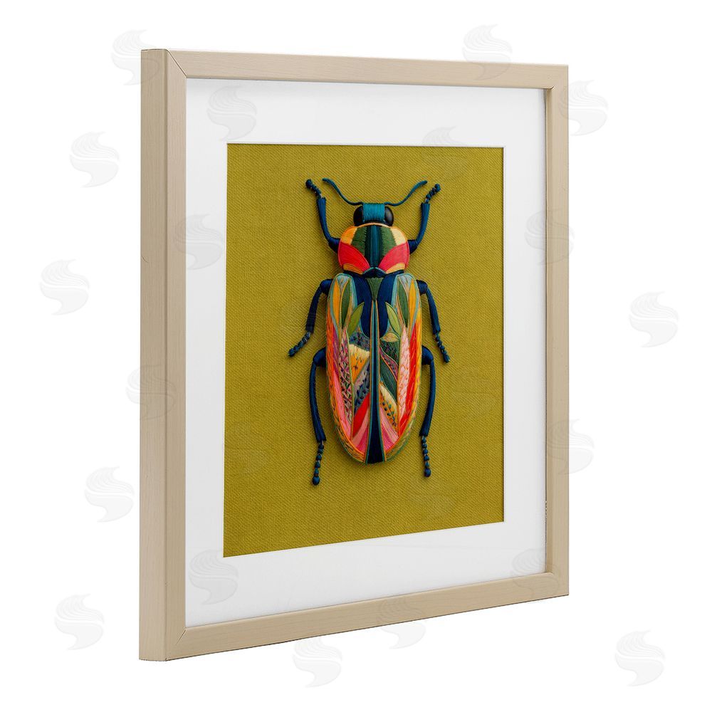 A Barefoot Stylist Beautiful Leaf Patterned Bug Wings Brown Framed Print Under Glass Wall Art