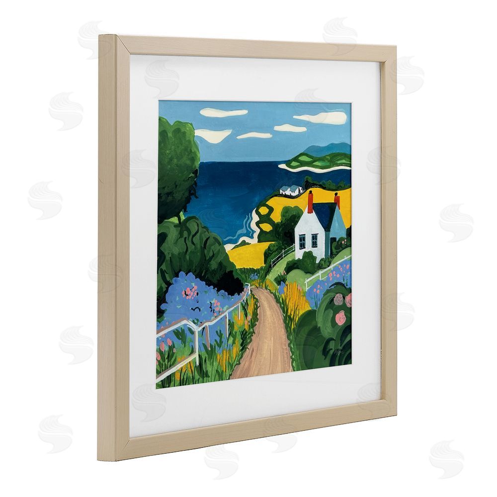 Morgan Birch Coastal Fields Over Seaside Brown Framed Print Under Glass Wall Art