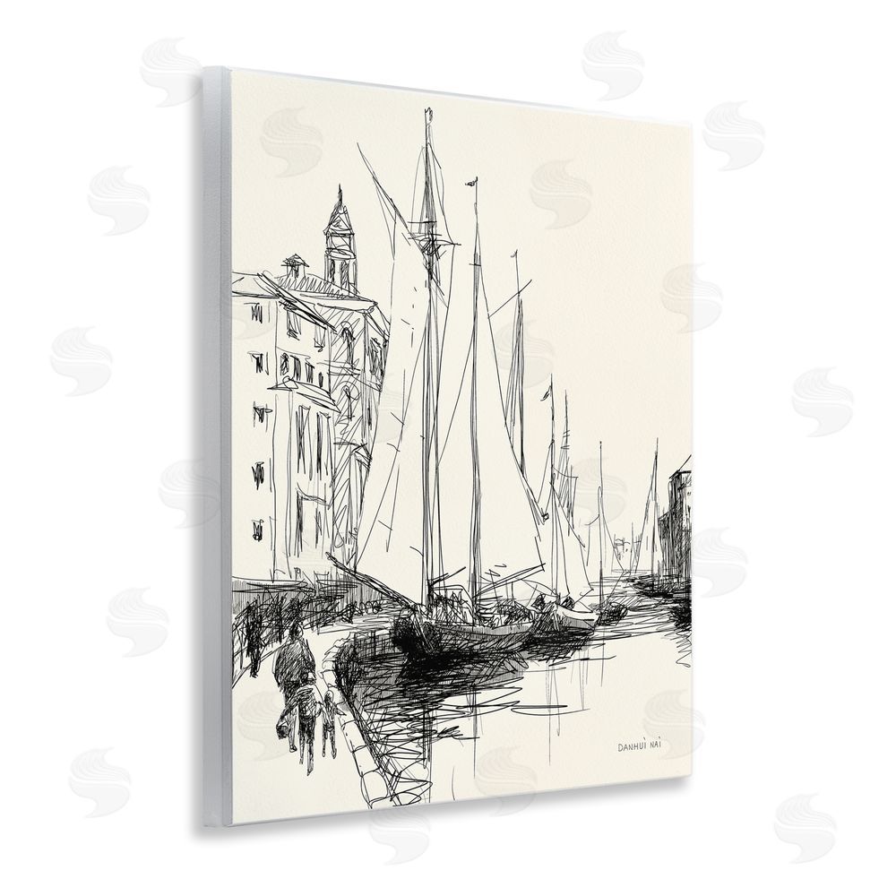 Danhui Nai Coastal Sketch with Sails Wooden Wall Plaque Art Print