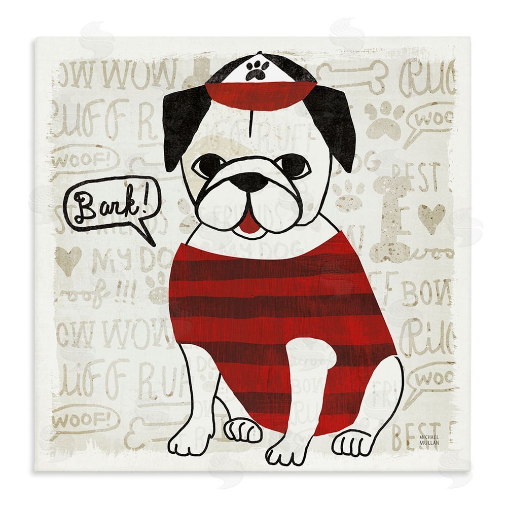 Michael Mullan Bark Puppy Love with Cap Stretched Canvas Wall Art Print